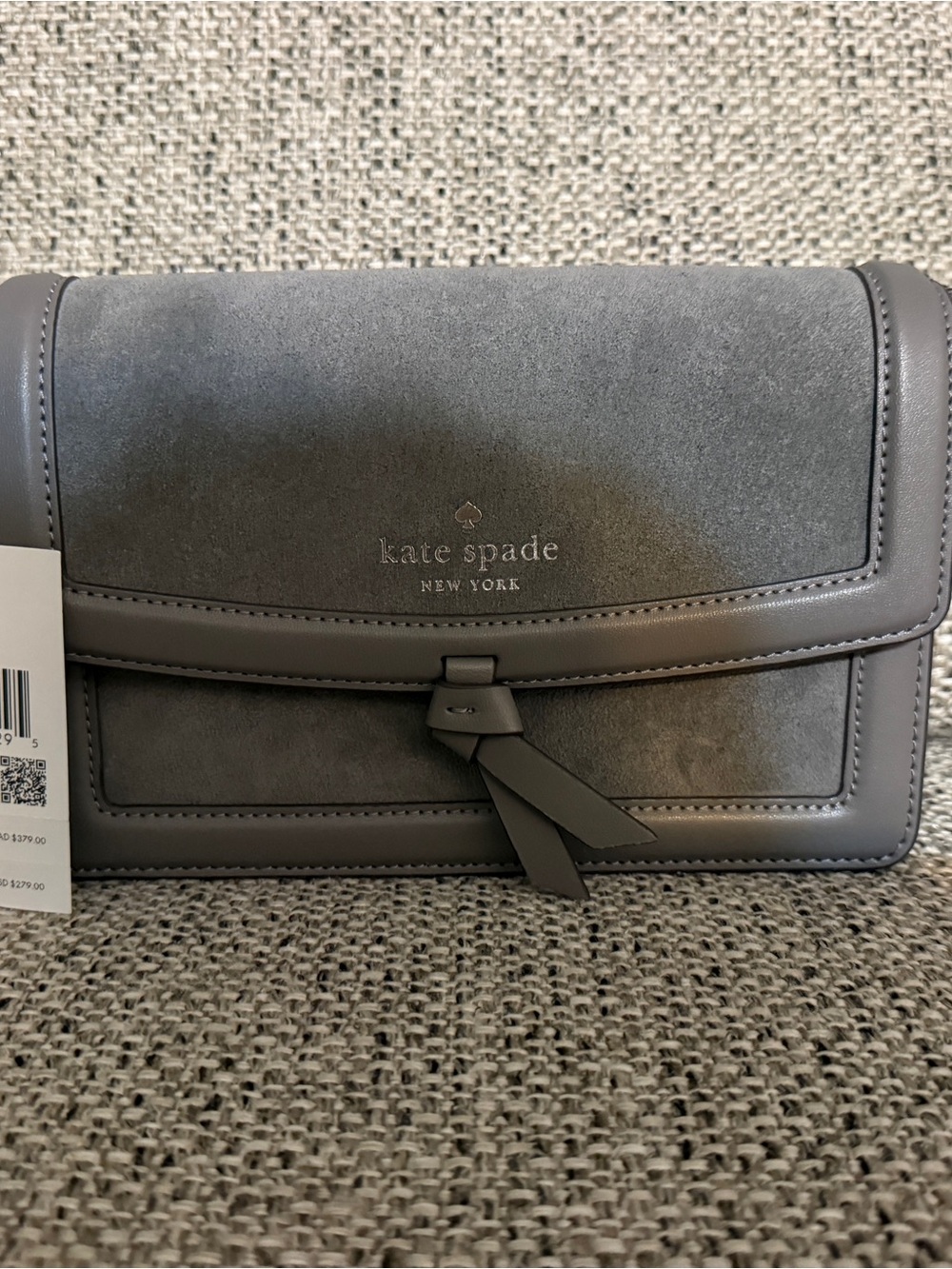 kate spade Gray Suede & Leather Flap Crossbody